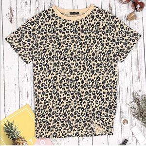 Plus Size Soft Leopard Cheetah Print Graphic Tee